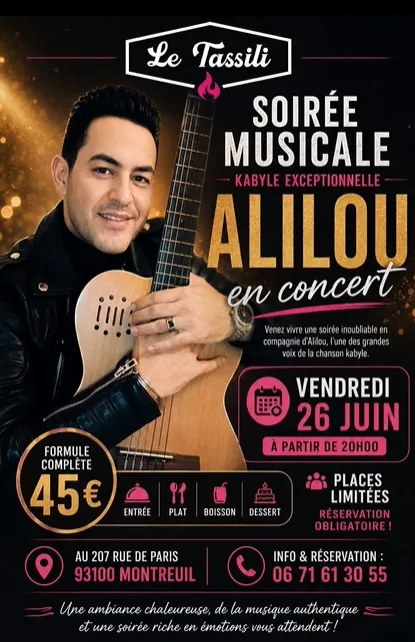 Affiche officielle du concert d'Alilou au Tassili à Montreuil