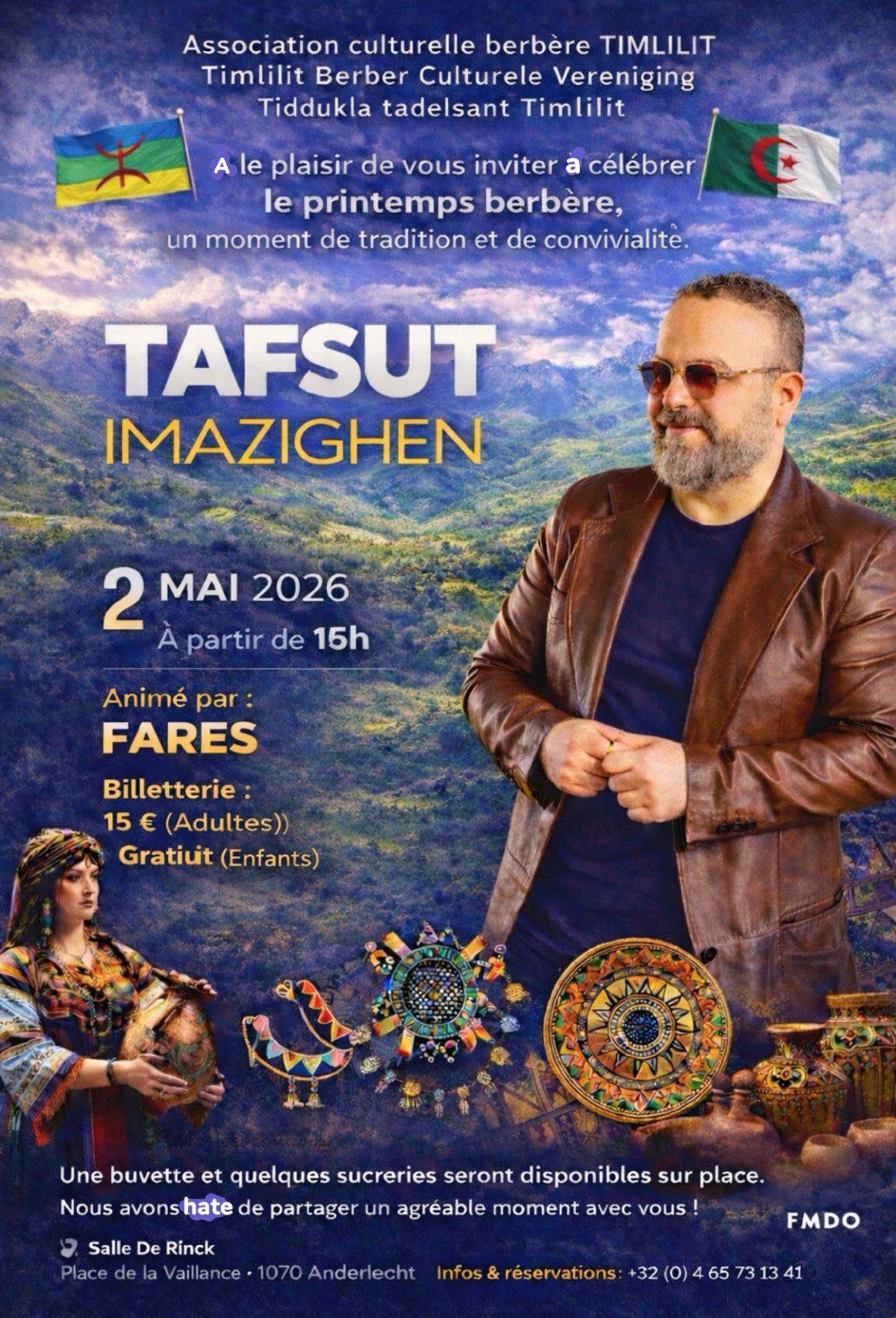 Affiche Tafsut Imazighen animée par Fares à la Salle De Rink à Bruxelles